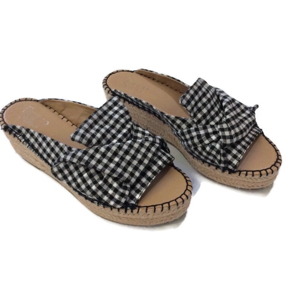 Franco Sarto Patrice Gingham Slide Sandal sz 8.5